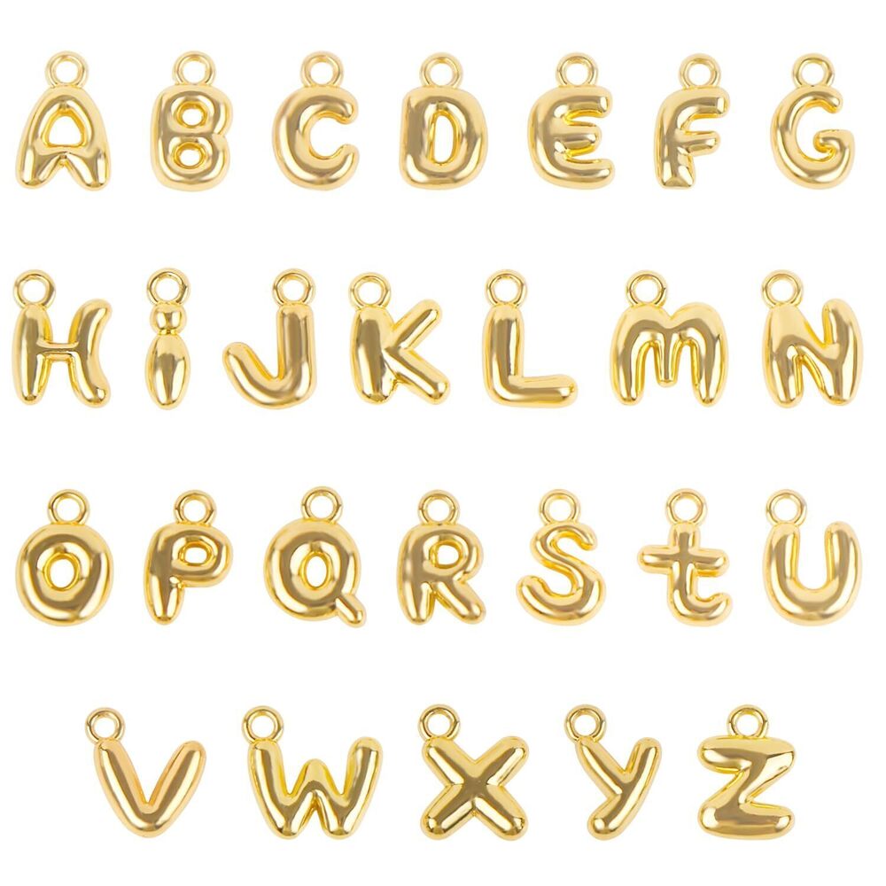 1733 26Pcs Bubble Letter Charms Initial Charm Pendants A-Z Alphabet Letter